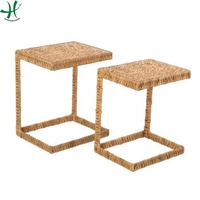 Table basse en jacinthe d'eau HS pour salon et bureau à domicile, design moderne, couleur naturelle, réglable
