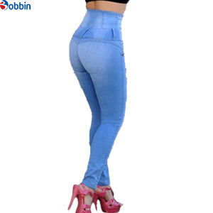 Pantalones Vaqueros Azules de Mezclilla Elásticos para Mujer, Pantalones de Moda, Vaqueros Ajustados de Cintura Alta para Mujer - Product Image 4