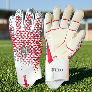 Gants de gardien de but personnalisés Kint Soccer rouge et blanc, coupe négative 4 mm - Product Image 2