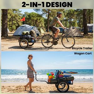 Remolque de Bicicleta 2 en 1 con Soporte y Ruedas Neumáticas de 16 Pulgadas de Liberación Rápida, Carro Multiusos para Carga y Transporte en Bicicleta - Product Image 3