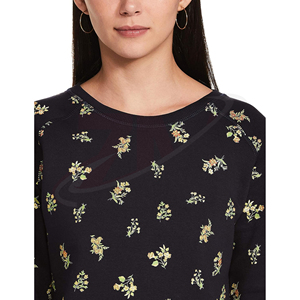 Sweat-shirt tricoté à imprimé floral pour femme, col rond, manches longues, pull décontracté, respirant, en coton et fibre de bambou, pour l'automne - Product Image 4