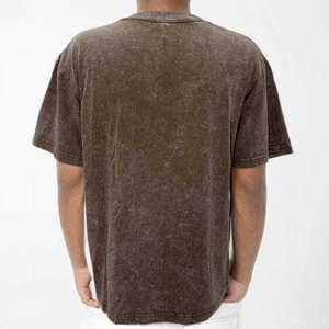 T-shirt pour homme de qualité supérieure, délavé à l'acide, nouveau design, coupe classique, couleur unie, en toile, manches courtes, écologique - Product Image 4