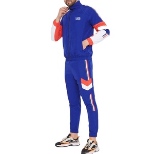 Wholesale Men's Zipper Sweat Shirt Ribbing on cuffs and hem With Matching Track Pants Sweat Suits Set - Product Image 1