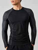 Chemise de sport pour homme tendance, noire et grise, à manches longues, imprimée par sublimation, écologique, à séchage rapide, en polyester, pour adulte