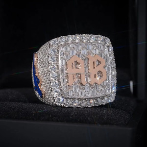 Men's Custom <b>Initial</b> Letter <b>Ring</b> 925 Silver Rose Gold Plated Oval Cut VVS Moissanite Iced Religious IGI Certified Prong Setting - Product Image 4