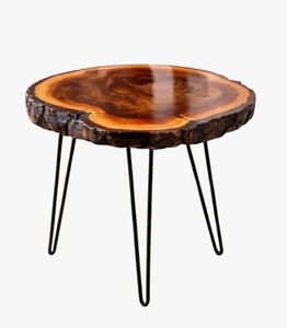 Handmade <b>Rustic</b> Wood Slice <b>Console</b> <b>Table</b> with Hairpin Legs for Living Room Decor - Product Image 6