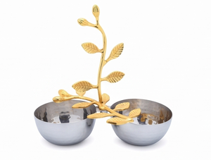 Luxuriöses Goldblatt-Dekoschalen-Set Poliertes Metall Handgefertigtes Herzstück für Hochzeitsgeschenke Heim-Deko Eleganter Wohnakzent - Product Image 1