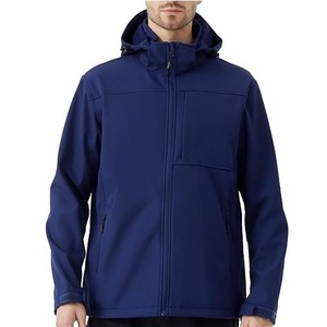 Veste softshell à capuche bleu marine pour homme, fermeture éclair, coupe-vent, pour les voyages en plein air, la chasse, les voyages, en polyester - Product Image 1