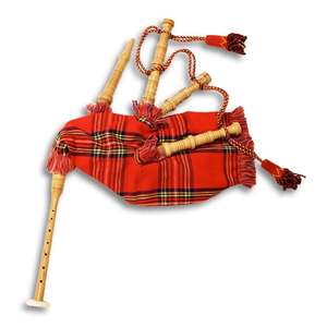 Baguettes écossaises jouables avec housse en tartan rouge et drones en bois pour la performance de musique traditionnelle - Product Image 1
