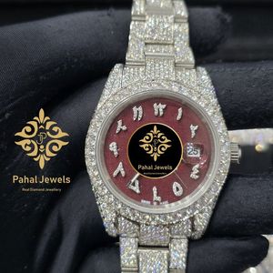 นาฬิกาเพชรหรูสำหรับผู้หญิง Pahal Jewels ตัวเรือนสแตนเลสขนาด 41 มม. หน้าปัดคริสตัลแซฟไฟร์ สายขนาด 18 มม. แสดงวันที่แบบอนาล็อก ดีไซน์ทันสมัย - Product Image 1