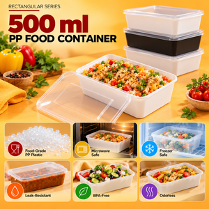 Contenedor Rectangular Premium de PP de 500 ml para Comida para Llevar con Tapa Transparente, para Preparación de Comidas, Restaurantes y Hoteles - Product Image 3