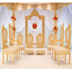 Sillas de Mandap para Boda Talladas a Mano, Elegantes Sillas Artesanales para Bodas Hindúes, Juego de Sillas Mayur para Bodas Gujarati en el Reino Unido - Product Image 1