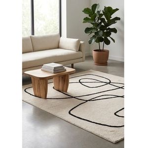 Modern Hand Tufted Abstract Line Art Area <b>Rug</b> Wool Cotton Contemporary Living Room Bedroom Decorative Floor Carpet <b>Rug</b> For Sale - Product Image 2