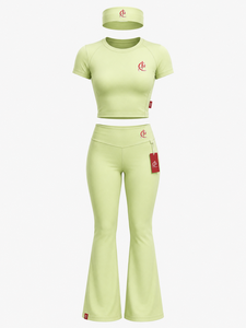 Conjunto de 3 Piezas para Mujer, Verano, con Top, Leggings y Diadema, Tela Suave y Elástica, Secado Rápido y Transpirable, para Gimnasio, Yoga, Correr, Uso Diario - Product Image 1