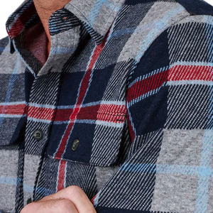Camisa de Franela Sólida para Hombre, Última Moda, Algodón, Manga Larga, Casual, Invierno, Venta al Por Mayor, OEM, Cuello Alto, Satinado, Cálida - Product Image 5