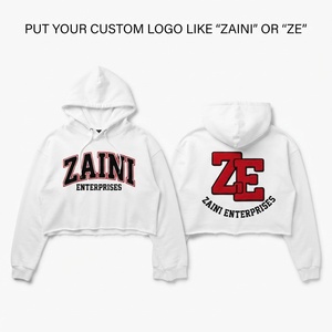Premium Winter Knitted Cotton Fleece Anti-Wrinkle Front Logo <b>Hoodie</b> <b>White</b> Soft Brushed Fabric Custom Screen Print Raw Hem - Product Image 1