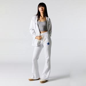 Sweat-shirt 2 pièces en coton polaire à capuche d'hiver pour femmes Sweat-shirt à capuche zippé Ensemble de survêtement de jogging de sport - Product Image 1