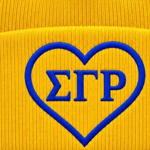 หมวกบีนนี่ผู้หญิงสีทองแบบกำหนดเอง SGRho ปักตัวอักษรกรีก ดีไซน์ปี 1922 หมวกไหมพรมอุ่นๆ ขอบพับได้ สำหรับฤดูหนาว แฟชั่นหมวกสำหรับชมรมนักศึกษา - Product Image 5