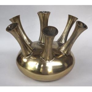 Jarrón moderno de aluminio fundido de 7 bocas, mesa de estilo náutico, decoración de Metal, acabado áspero, artesanías de latón - Product Image 3