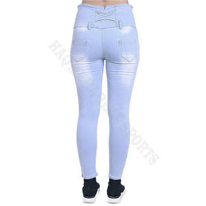 Wholesale Custom Women Elastic Stretch Jeans High Waist Solid Color Trousers Women Jeans Pants Reasonable Price OEM Service - Product Image 2
