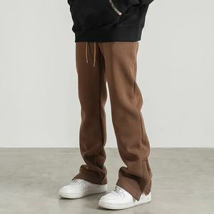 Pantalon homme coupe droite évasée, léger, décontracté, à jambe large, en molleton écologique respirant, double taille, effet délavé - Product Image 5