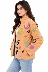 Luxury Hand Embroidered Velvet Jacket Boho Statement Bomber Stand Collar Unique Festival Gift Maria Garments From Rajasthan - Product Image 2