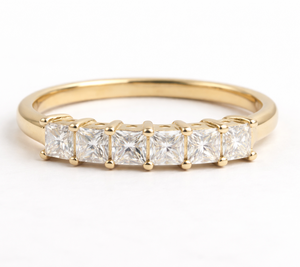 แหวนแต่งงานเพชรแล็บรับรองโดย IGI แหวนครึ่งวงกลมแบบเจ้าหญิง แหวนเพชรแล็บสำหรับวันครบรอบ แหวนทองคำแท้ 14K 18K - Product Image 1