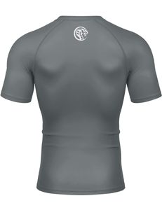 Men's Gray Short Sleeve Compression Shirt Quick Dry Spandex Nylon Fitness <b>Top</b> Adult Sport Wear <b>Raglan</b> Fitness Base Layer <b>Top</b> - Product Image 2