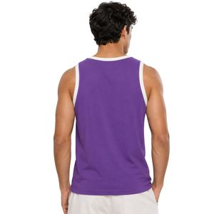 Camiseta sin mangas morada y blanca con diseño minimalista de estampado floral, chaleco de algodón personalizado para hombre, cuello redondo, ropa informal de verano para la calle - Product Image 2
