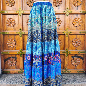 Women's Floor-Length Satin Silk Bohemian Eco-Friendly Breathable Comfortable High <b>Elastic</b> Patchwork Print Multi Color ODM Summer - Product Image 1