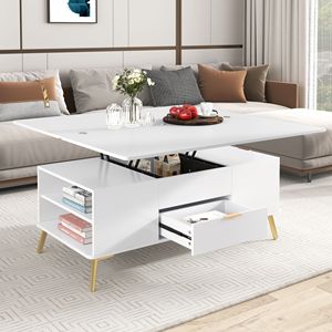 Mesa de Centro Moderna Multifuncional con Tapa Elevable y Cajones, Mueble Versátil - Product Image 3