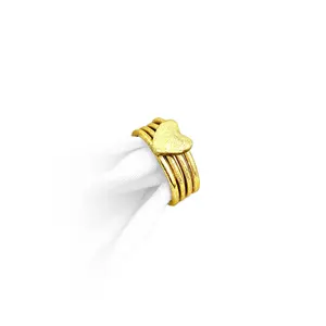 Vergulde Handgemaakte Hartstijl Ontwerp Verstelbare Stijlvolle Ring Gouden Afwerking Massief Metalen Design Armband En Armbanden