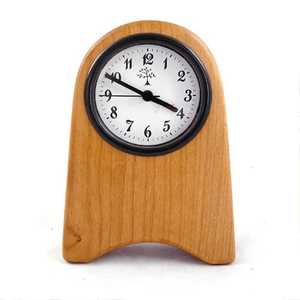 Rounded Top Wooden Desk <b>Clock</b> Polished Base Arabic Numerals Classic Artistic Handcrafted Home Office Timepiece - Product Image 1