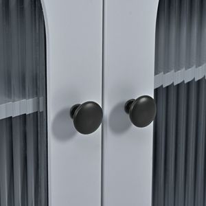 Isola da Cucina K K con Luci LED e Prese di Corrente, 2 Ripiani in Vetro Scanalato, Isola Mobile su Ruote con Tavolo Estensibile - Product Image 2