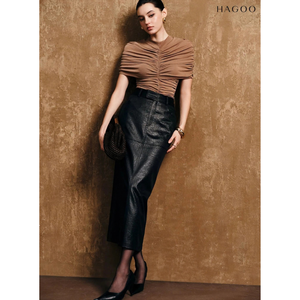 CV805 HAGOO Luxury Pencil Skirt With Horizontal Waistband <b>Belt</b> Smart Casual Wholesale - Product Image 3