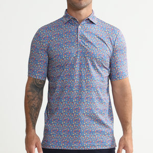 เสื้อโปโลแขนสั้นผ้าฝ้าย 100% พิมพ์ลายแบบซับลิเมชั่นสำหรับผู้ชาย ทรงหลวม แฟชั่นใหม่ ทนทาน ทันสมัย - Product Image 4