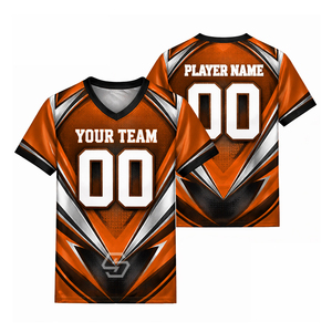 Maillot de football américain 100% polyester, séchage rapide, respirant, matière personnalisable, manches courtes - Product Image 1