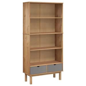 Librería de pino de madera maciza OTTA con 2 cajones disponible en colores marrón y gris - Product Image 2