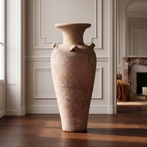 Jarrón de suelo rústico de terracota alto, urna de arcilla con múltiples asas, estilo mediterráneo antiguo, hecho a mano, con acabado sobre vidriado, decoración para el hogar, estilo Bali - Product Image 2