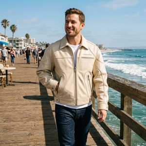 Blouson Moto Homme ONEAPEX en Cuir PU, Col Rabattu, Fermeture Éclair Avant, Couleur Unie, Coupe Droite, Vêtement d'Extérieur Streetwear Automne - Product Image 6