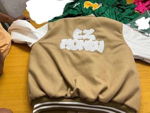Men's Khaki <b>White</b> Varsity <b>Jacket</b> and Leather Sleeve With Chenille Embroidery For Baseball Game Customized Products Wholesale - Product Image 2