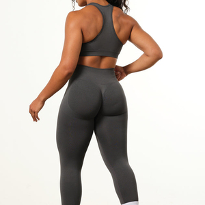 Ensemble de leggings de yoga taille haute pour femmes, couleur unie, soutien-gorge de sport sans couture, pantalon long, vêtements de sport pour femmes - Product Image 4