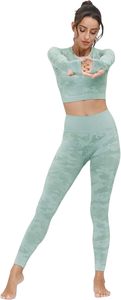 Conjunto de Yoga de 2 Piezas para Mujer, Top con Cierre Frontal y Pantalones de Cintura Alta, Ropa Deportiva Elástica y Transpirable para Entrenamiento, Gimnasio y Ejercicio - Product Image 3