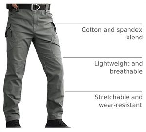 Pantalon cargo tactique gris foncé pour homme, taille haute, plusieurs poches, en toile, style vêtements de travail, séchage rapide, pantalon d'extérieur pour l'automne - Product Image 3