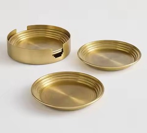 Contemporary Collection Metal Coasters Set Modern <b>Table</b> <b>Protectors</b> for Coffee <b>Table</b> Restaurant Hotel Bar Office - Product Image 4