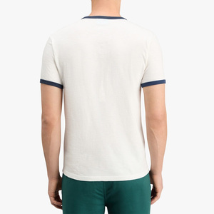 T-shirt à manches courtes pour homme Be Dot, blanc, col rond, avec bordure contrastée, jersey décontracté en coton, séchage rapide, respirant, 220g - Product Image 4