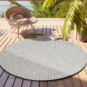 Round Geometric Jute Area Rug With Rubber Backing Modern Flat Weave Living Room Floor <b>Mat</b> Non <b>Slip</b> Home Decor - Product Image 5
