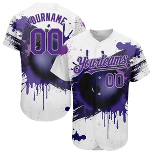 Wholesale Best Selling OMMIZ INDUSTRY Custom White Purple-Gray 3D Pattern Design <b>Bowling</b> Ball Authentic Baseball Jersey - Product Image 1