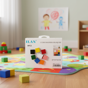 Cubi di legno Ilan 25x25x25mm, blocchi da costruzione colorati per l'educazione dei bambini - Product Image 3