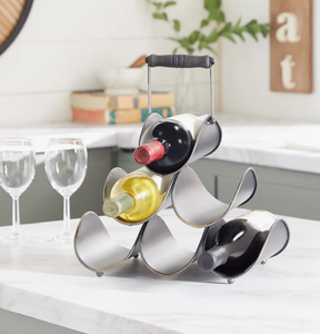 Support de rangement de comptoir en métal moderne avec poignée, porte-bouteilles en fer industriel pour bar et cuisine, vente en gros - Product Image 1